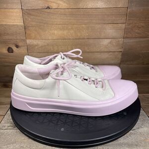 ECCO Flexure T-Cap Leather Sneakers Off White Blossom Rose Womens Size 38 / US 7